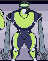 Two variants of giant, robotic soldiers that were named the Petrula Secruity Droid Units. PSD Units for short. Besides an anonymous figure is a version closer to their size, sportings a round humanoid body that's navy blue with light green in the middle and white lines. In place of a head are three cameras on each side of its chest, with on arm replaced with a submachine gun and the other large and thick, similar to a convery belt in its shape. Besides that is a larger version of it, now sporting two large arms, a head-like piece for the cameras, and a canister on its back for... Something. Capturing and containment perhaps?
