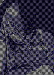 Ry'denn is carring a heavily wounded Sh'r'kon in his arms, staring knives towards someone past the camera.
              Besides him, a giant, skeletal hand surging with energy appears. With a firm point, it shoots out a beam of awesome power.