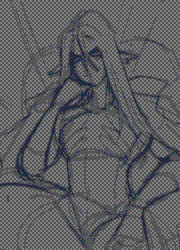 Sketches featuring Ry'denn and Doon's character Sh'r'kon. On the top left is Karlach with her arm around Ry'denn's shoulder, promising to be his wingman in any life, one of him with his hand over Sh'r'kon, paired with writing saying that Good timeline Ry'denn is still a little scary, willing to kill someone who's ever rude to Sh'r'kon. Below them is a sketch of Ry'denn intimately holding Sh'r'kon from behind as he finally reveals his altered arm he's hid under the wrappings. Besides that is Ry'denn recreating the Kingdom Hearts imagery of Sora sitting on a throne.