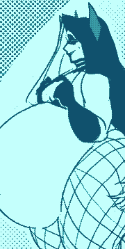  A collection of sketches featuring Val’s feminine sona, having sex with various anonymous figures in a unique outfit, wearing fishnet leggings, black heels and a bikini. On the right, Val is bending over with his ass out as a medium skin toned penis pushes into his anus, a hand resting on his ass as he looks behind them. On the bottom left, Val lays on all fours, a penis with a lighter skin tone cumming into his ass, his tummy growing as it becomes filled with come. The top left image features him standing up, a grey figure coming into him as his tummy is filled up even more.
